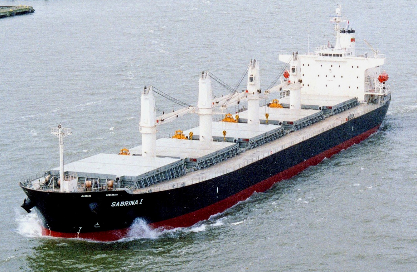 Bulk carrier underway at sea